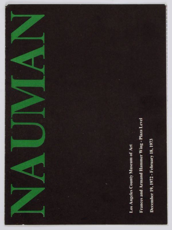 Bruce Nauman: Work from 1965 to 1972 (with Exhibition Brochure).