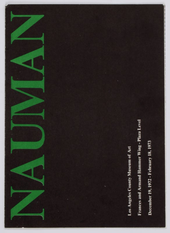 Bruce Nauman: Work from 1965 to 1972 (with Exhibition Brochure).