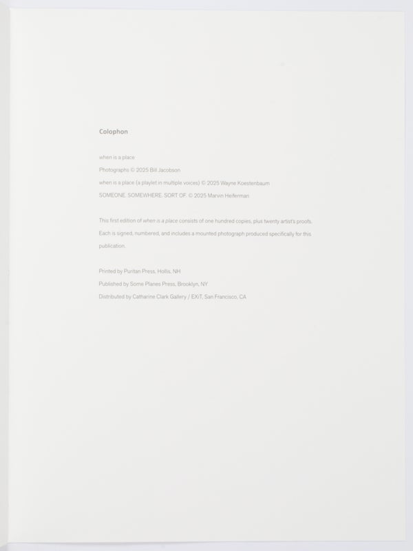 When is a Place (Limited Edition with Print).