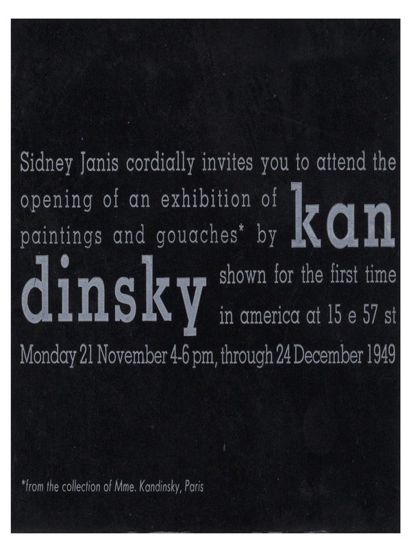 Sidney Janis Cordially Invites You to Attend the Opening of an Exhibition of Paintings and...